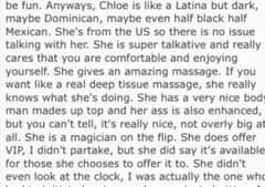 (310)933-9644 is ethnicity_Mixedandoffers nuru massages, asian massage, bodyrubs in San Diego and available for service_location_bothon rubrankings TEXT ONLY 🩵

 Text only 
💋Hello Handsome, I’m Chloe an exotic Asian Filipina/African American mix. I’m 5’2 with 32DDD’s a bubbly butt and personality to match.Sexy and sensual with an insatiable appetite. I exude the best assets from both cultures. Think of a petite hourglass bombshell ,spinner, body 😈
Come indulge in your deepest fantasies with me. It’ll be our little secret 💋
 
Located in an upscale,discrete, private office with shower 🚿in North Park. 

My services are a luxury not a necessity.  💎 spoil yourself and me 🩵 Low volume provider selective with who I see.
 

 FBSM 💆🏻‍♀️🇵🇭 optional releases trained in 🇹🇭 massage
QV 140
HH  180
45 mins 220
2 pops 45 mins 240
Russian 🇷🇺lollipop 🍭 ending plus 50


VIP upgrades discussed in person only 
15 min 300
30 min 400
60 min 500

LAP DANCE 💃🏽 professional private dancer 💃🏽 
15min $160
30min $260
 
Hours 8am-6pm 

Upgrades only discussed in person please be mindful when texting. 
Open Minded
Not mechanical/or robotic  (go with the flow)
Non rushed or clock watching (take our time) 
Discretion is key 🔑 

Serious inquiries only please! Explicit vulgarity will be blocked. 

🩵 I strive to attract generous gentlemen that know how to treat a lady. Contact me if you need a good massage with an intellectual convo, laughter, pampering and some fun. 

Text:
Name
Age
Ethnicity
Time and duration of session/services 
Gentleman of all ethnicities welcomed 💕
Love all men 😋
Please specify if you’re a valued returning guest for priority booking 🩵
