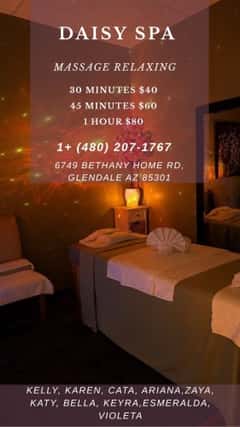 (623)600-8451 is 0andoffers nuru massages, asian massage, bodyrubs in Phoenix and available for service_location_bothon rubrankings Title
NATY,KEYRA
Body Type
Curvy
Ethnicity
Latino
Service Locations
Both
Description
Title
MAGUI,KEYRA,KAREN
Body Type
Petite
Ethnicity
Latino
Service Locations
Both
Description
Title
☀️Daisy spa☀️67 Bethany ☀️Karen,KATA,Nahomi☀️
Body Type
Petite
Ethnicity
Latino
Service Locations
Incall
Description
Title
??Daisy spa new staff?latinas?67 and bethany
Body Type
Athletic
Ethnicity
Latino
Service Locations
Both
Description
Title
???daisy spa?latinas?new staff ?67 and Bethany ?
Body Type
Curvy
Ethnicity
Latino
Service Locations
Both
Description
????daisy spa??New manager and new personnel ?come and relax with reasonable prices special every day we respect minute by minute of your time our staff is very professional with great talent in their hands come and check it out Ready to give you ߦ˰ߦ The best session of his life ߦ˰ߦ We, our clients, and treat them to the best of our standards

?????????????????????????

We offer table showers

Aromatherapy

Clean bedding

Organic and fragrance-free oils / lotions

Relaxing environment



Reflexology rates

30 minutes $ 40.00

45 minutes $ 60.00

1 hour $ 80

????Tips are appreciated ???



We accept walk-ins and appointments☺

Open from Monday to Sunday

(From 9 a.m. to 10 p.m.)





• Phone : 6236008451



• Location : 6749 w Bethany home rd #103 glendale az zip85303
CONTACT DETAILS
Phone number
(623) 600-8451
Country
United States
State/Region/Province
Arizona
City
Phoenix
Location
6749 w Bethany home rd#103 Glendale az 85303
CONTACT DETAILS
Phone number
(623) 600-8451
Country
United States
State/Region/Province
Arizona
City
Phoenix
Location
6749 w bethany home rd #103 Glendale az 85303
CONTACT