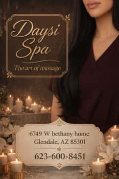 (623)600-8451 is ethnicity_Latinoandoffers nuru massages, asian massage, bodyrubs in Phoenix and available for service_location_bothon rubrankings Title
🌷🌷KELLY🌷🌷
Body Type
Curvy
Ethnicity
Latino
Service Locations
Both
Description
Title
🎀DaisySpa✨
Body Type
Petite
Ethnicity
Latino
Service Locations
Incall
Description
🌸 Daisy Spa 🌸
📍 Glendale, Arizona

✨Reflexology•Foot Massage•Hand Massage✨

💖 Bilingual Staff (English & Spanish)
🇲🇽 Mexican • 🇬🇹 Guatemalan • 🇨🇺 Cuban • 🇪🇸 Spanish • 🇺🇸 American

🎉 Under New Management & With New Staff! 🎉

Visit us and enjoy a relaxing experience with our professional team! Come have the best session of your life 💞 You won’t regret it!

🎀 Our Top Therapists:
• Catalina
• Karen
• Katy
• Natalia
• Keyra

✔ Clean Towels and Sheets
✔ Hot Stones
✔ Fragrance-Free Organic Oils
✔ No Appointment Necessary

💆‍♀️ Prices:
• 30 Minutes — $40
• 45 Minutes — $60
• 60 Minutes — $80

💖 Tips are greatly appreciated 🥰

📍 Daisy Spa
🏠 6749 W Bethany Home Rd. #103, Glendale, AZ
📞 Call: (623) 600-8451

✨ Relax, recharge, and enjoy the care you deserve. ✨

🚶‍♀️ Walk-Ins Welcome • No Appointment Needed 😊
🕘 Open Monday–Sunday (9:00 AM–10:00 PM)
☎️ Everyone Is Welcome! 💖 CASH ONLY ATM ON SITE XOXO
CONTACT DETAILS
Phone number
(520) 633-3484
Country
United States
State/Region/Province
Arizona
City
Phoenix
Location
6749 W Bethany Home Rd. #103, Glendale, AZ
CONTACT DETAILS
Phone number
(623) 600-8451
Country
United States
State/Region/Province
Arizona
City
Phoenix