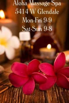 (623)930-5377 is ethnicity_Latinoandoffers nuru massages, asian massage, bodyrubs in Phoenix and available for service_location_incallon rubrankings ALOHA MASSAGE SPAOne Stop Spa for all Ur Relaxation NeedSMassage with a Latina TouchWe welcomes you to come experience our variety of services that we offer to provide you with the maximum benefit for total full body relaxation Enjoy something soft soothing Bodyworkers available with no wait & no your time is NEVER RUSHED Everything needed for your session is in the room so our bodyworkers give you every minute of attention your body needs This location is nothing like the rest this will be your GETAWAY to real relaxation ....PLENTY OF PARKING CLEAN LOCATION BODYWORKERS OF YOUR CHOICE LARGE PRIVATE ROOMS AROMATHERAPY SESSIONS REFLEXOLOGY HOT STONES SUGAR SCRUB VICHY SHOWER MASSAGE   Aloha Spa & Reflexology 5414 W Glendale RdGlendale AZ 85301 (623)930-5377 Mon-Fri 9a~9pSat-Sun 9a~8pwalk ins Welcome 