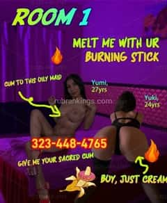 (323)448-4765 is ethnicity_asianandoffers nuru massages, asian massage, bodyrubs in Chicago and available for service_location_incallon rubrankings 🧡Have you ever heard of Semen baptism? Now you get the chance to join these 10 GIRLS?🧡
🧡All girls are ready for pounding and squirting!🧡

Room 1:❤️‍🔥
-Yumi, 27yrs&Yuki, 24yrs, Dexterous hands slip towards your junior and hold it like a butterfly. Give you an intense hand job until you said it's enough.
Room 2:❤️‍🔥
-Coco, 25yrs&Diana, 23yrs, Naughty fingers wander around my body and finds its destination, immersing itself in my wet juicy pussy~

Room 3:❤️‍🔥
-Gloria, 26yrs&Monica, 28yrs, Donate your precious warm semen to my sperm bank body, I will keep them good for you~
Room 4:❤️‍🔥
-Jessica, 24yrs&Bobo, 30yrs, An unbearable commotion appears when I sit at your cock still, I'll give you endless pleasure if you allow me!

Room 5:❤️‍🔥
-Lily, 28yrs, My Busty ass shaking for u, horny pussy is already dripping with sweet juice! My wet tongue is ready for u!
Room 6:❤️‍🔥
-Lala, 32yrs, I've been blessed with curves that make any man sweat, this shows when you see me from below

Make your call:323-448-4765