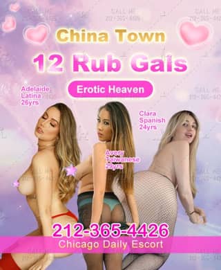 12 Rub Gals In Chicago Daily Escort 212-365-4426