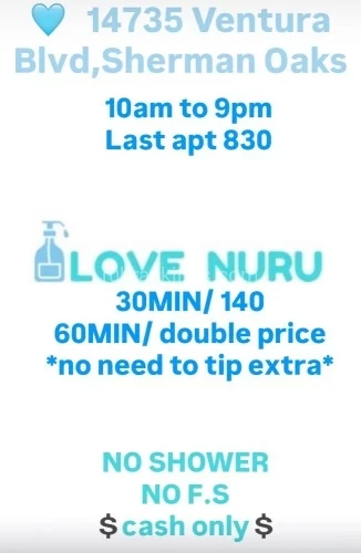 Los angeles BodyRubs Offered By (747)327-6954 | Bodyrubs (747)327-6954 is Latinoand offers nuru massages, asian massage, bodyrubs in Los angeles and available for incall on rubrankings DELICIOUS & delightful, we aim to please & assure your satisfaction is always guaranteed!
INCALL
NO OUTCALL
SAME DAY APPTS ONLY
2 girl Avail Upon Request !!
Relaxing B2B full body mutual touch
140/HH
280/HR
~ MSOG included
-Nuro included
2 girl Avail Upon Request !!