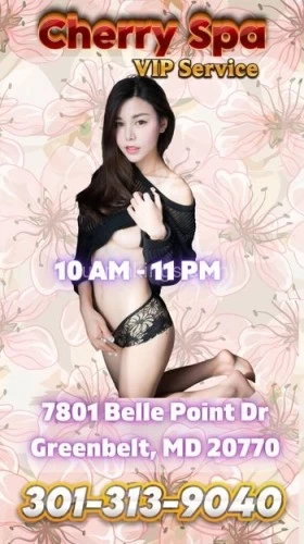 Washington BodyRubs Offered By (301)313-9040 | Bodyrubs (301)313-9040 is asianand offers nuru massages, asian massage, bodyrubs in Washington and available for both on rubrankings ? Welcome to Cherry Spa! ?
HOURS: MON-SUN 10 AM to 11 PM
Unwind with Luxurious Massages in a Tranquil Oasis
Step into a realm of serenity and relaxation at Cherry Spa, where every visit promises to soothe your senses and rejuvenate your spirit. Nestled in a serene corner of town, our spa offers a sanctuary where you can escape the stresses of daily life and immerse yourself in blissful tranquility.
? Massage Therapy at Its Finest ?
Indulge in the ultimate relaxation experience with our expertly crafted massages. Let our skilled therapists melt away tension and stress as they tailor each treatment to your unique needs. Choose from a variety of massage modalities, including:
Relaxing Swedish Massage: Drift into a state of deep relaxation as gentle strokes ease muscle tension and promote overall well-being.
Therapeutic Deep Tissue Massage: Release chronic muscle tension and alleviate pain with targeted pressure and firm techniques.
Soothing Hot Stone Therapy: Experience the healing power of warm stones as they penetrate tired muscles, leaving you feeling renewed and invigorated.
? Your Path to Renewal ?
At Cherry Spa, we believe in the transformative power of touch. Our dedicated therapists are committed to providing you with an unparalleled experience that leaves you feeling refreshed, revitalized, and ready to take on the world.
? Book Your Massage Today! ?
Ready to experience the ultimate relaxation? Contact Cherry Spa to schedule your massage appointment and embark on a journey of pure indulgence.