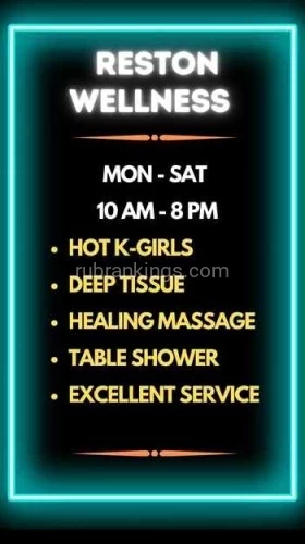 (571)376-3067 is asianand offers nuru massages, asian massage, bodyrubs in Washington and available for both on rubrankings ? Welcome to Reston Wellness Spa! ?

OPEN MON - SAT
10 AM to 8 PM

Indulge in a sanctuary of tranquility and rejuvenation at Reston Wellness Spa. Escape the hustle and bustle of daily life and immerse yourself in a world of relaxation and renewal. Our luxurious spa offers a comprehensive range of services tailored to revitalize your mind, body, and spirit.

✨ Pamper Yourself with Our Signature Treatments ✨
Experience ultimate relaxation with our signature massages, facials, and body treatments. Let our skilled therapists melt away your stress and tension, leaving you feeling refreshed and revitalized.

? Unwind in Serene Surroundings ?
Step into our serene oasis and leave your worries behind. Our tranquil atmosphere and soothing ambiance provide the perfect backdrop for your wellness journey. Relax in our cozy lounge area before or after your treatment and savor the moment of blissful tranquility.

?‍♀️ Personalized Care for Your Wellbeing ?‍♂️
At Reston Wellness Spa, we believe in the power of personalized care. Our experienced therapists will work with you to understand your unique needs and preferences, ensuring that every treatment is tailored to enhance your overall wellbeing.

? Discover True Wellness Inside and Out ?
We believe that true wellness comes from nurturing both the body and the soul. In addition to our spa services, we offer wellness programs, yoga classes, and workshops designed to promote holistic health and balance.

? Treat Yourself or Someone Special ?
Looking for the perfect gift? Surprise your loved ones with a gift certificate to Reston Wellness Spa. Give the gift of relaxation and rejuvenation, and let them indulge in a luxurious spa experience they'll never forget.

Visit us today and embark on a journey to wellness and serenity at Reston Wellness Spa. Your path to rejuvenation awaits!