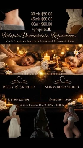 (480)226-6911 is Latinoand offers nuru massages, asian massage, bodyrubs in Phoenix and available for incall on rubrankings 🐦‍🔥   Ｃｕｍ ｒｅｌａｘ  🐦‍🔥

                      🄱&🅂 🅁🅇 

🔥Come meet our special certified therapist
🔥friendly with great personality & talent. 🫧
🔥 We are on YOUR TIME NO RUSH⏱️
🔥parking spaces for large cars 🛻🚚🏎️
🔥Hot towels 🌬️
🔥Aromatherapy,The Secret of Essential Oils.♨️
🔥Hot stone therapy🗿
🔥reflexology 🦶 🤚 
🔥Shower Available 🧼 🚿

𝓒𝓾𝓶 𝓶𝓮𝓮𝓽 𝓾𝓼 𝓪𝓷𝓭 𝓱𝓪𝓿𝓮 𝓪 𝓮𝔁𝓬𝓮𝓵𝓵𝓮𝓷𝓽 𝓮𝔁𝓹𝓮𝓻𝓲𝓮𝓷𝓬𝓮 ⭐️⭐️⭐️⭐️🌟

💋𝑾𝒆 𝑾𝒆𝒍𝒄𝒐𝒎𝒆 𝒚𝒐𝒖 𝒕𝒐 𝒄𝒐𝒎𝒆 & 𝒅𝒆𝒔𝒕𝒓𝒆𝒔𝒔 𝒘𝒊𝒕𝒉 𝒐𝒖𝒓 𝒚𝒐𝒖𝒏𝒈,𝒃𝒆𝒂𝒖𝒕𝒊𝒇𝒖𝒍, 𝒕𝒆𝒎𝒑𝒕𝒊𝒏𝒈 𝒍𝒂𝒅𝒊𝒆𝒔 💋

🧚‍♀️Elizabeth🧚‍♀️Serenity🧚‍♀️Melissa🧚‍♀️paula 🧚‍♀️
🧚‍♀️Angela🧚‍♀️Gisselle🧚‍♀️Alexa🧚‍♀️Crystal🧚‍♀️Blair🧚‍♀️ & 🧚‍♀️Cloe  who just arrived!! 🇨🇴🇲🇽

‼️🧿Ask to see ALL Providers🧿‼️
        🇮 🇳  🇵 🇪 🇷 🇸 🇴 🇳 
📸 📸📸📸📸📸📸📸📸📸📸📸
🚫📵🚫📵🚫📵🚫📵🚫📵🚫📵

🗓️ Monday-Sunday 9am-9pm🗓️

❌❌❌FOR MORE INFO❌❌❌
☎️ CALL OR TEXT ☎️
BODY & SKIN RX 480-226-6911
SKIN & BODY STUDIO 480-864-1869

         🅡🅐🅣🅔🅢
💰30min $50.00💰
💰45min $60.00💰
💰60min $80.00💰

💵‼️✨PLUS TIPS‼️💵 CASH ONLY✨‼️💵
💋💋💋💋💋💋💋💋💋💋💋💋💋💋💋💋

❤️‍🔥WALK IN OR APPOINTMENTS WELCOME❤️‍🔥
🤍100%SAFE,100%CLEAN,100%DISCRETE🤍