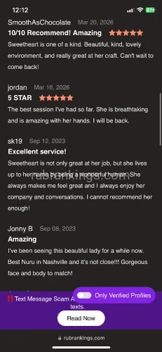 Nashville BodyRubs Offered By (615)675-7328 | Bodyrubs (615)675-7328 is Mixedand offers nuru massages, asian massage, bodyrubs in Nashville and available for incall on rubrankings Hello Gentlemen I go by sweetheart. I have been doing body rubs for 5years. I’m a sexy down to earth exotic mix ? I’m classy yet very playful and friendly with a touch that will drive you insane! Come enjoy this one in a lifetime body rub experience. Relax, let go, and embrace true relaxation at its best. Please be respectful and polite.
~AVAILABILITY~
MONDAY-FRIDAY- 10am-4pm
9am has to be requested hours in advance
-Hot Towels & Fresh Clean Linens
Are Available
-Tranquil Atmosphere in a office/spa-like setting
-Discreet & safe
-Professional Sanitized Location
-Mature clientele (65+) are welcome;-)
-I welcome clients from all cultures, religions, ideologies, and backgrounds.
☎️ +1 615-675-7328
DONATIONS ACCEPTED VIA CASH, CASHAPP OR VENMO
TIPS ARE NOT REQUIRED, BUT GREATLY APPRECIATED!
Disclaimer: I am not a Imt. I do this for entertainment purposes only.