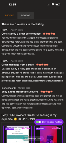 San diego BodyRubs Offered By (208)291-5249 | Bodyrubs (208)291-5249 is Mixedand offers nuru massages, asian massage, bodyrubs in San diego and available for incall on rubrankings Hi I’m MARIGOLD
✨ Deep touch • Sensual relaxation • Pure indulgence
My Soft hands, warm energy, and deep touch will linger in your thoughts long after you leave. Come unwind, indulge your senses, and discover a deeper level of bliss with me
5’0” of pure sweetness, come enjoy 🍯
Ask about my Infrared biomat, hot stones or essential oils to add to your experience
Incall Location:
• Private & discreet setting
• Fresh, sanitized linens & towels
• Unscented oil for a smooth, relaxing experience
• Unscented body wash for comfort and cleanliness
Your privacy and discretion are always respected and honored.
Donations
• 30 min — $180
• 45 min — $240
• 60 min — $280
• 90 min — $460
Pick your time and step into your moment of bliss.
Booking
When requesting an appointment, please include:
• Your name
• Desired session time
• Length of session