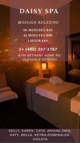 Phoenix BodyRubs Offered By (623)600-8451 | Bodyrubs (623)600-8451 is 0and offers nuru massages, asian massage, bodyrubs in Phoenix and available for both on rubrankings Title
NATY,KEYRA
Body Type
Curvy
Ethnicity
Latino
Service Locations
Both
Description
Title
MAGUI,KEYRA,KAREN
Body Type
Petite
Ethnicity
Latino
Service Locations
Both
Description
Title
☀️Daisy spa☀️67 Bethany ☀️Karen,KATA,Nahomi☀️
Body Type
Petite
Ethnicity
Latino
Service Locations
Incall
Description
Title
??Daisy spa new staff?latinas?67 and bethany
Body Type
Athletic
Ethnicity
Latino
Service Locations
Both
Description
Title
???daisy spa?latinas?new staff ?67 and Bethany ?
Body Type
Curvy
Ethnicity
Latino
Service Locations
Both
Description
????daisy spa??New manager and new personnel ?come and relax with reasonable prices special every day we respect minute by minute of your time our staff is very professional with great talent in their hands come and check it out Ready to give you ߦ˰ߦ The best session of his life ߦ˰ߦ We, our clients, and treat them to the best of our standards
?????????????????????????
We offer table showers
Aromatherapy
Clean bedding
Organic and fragrance-free oils / lotions
Relaxing environment
Reflexology rates
30 minutes $ 40.00
45 minutes $ 60.00
1 hour $ 80
????Tips are appreciated ???
We accept walk-ins and appointments☺
Open from Monday to Sunday
(From 9 a.m. to 10 p.m.)
• Phone : 6236008451
• Location : 6749 w Bethany home rd #103 glendale az zip85303
CONTACT DETAILS
Phone number
(623) 600-8451
Country
United States
State/Region/Province
Arizona
City
Phoenix
Location
6749 w Bethany home rd#103 Glendale az 85303
CONTACT DETAILS
Phone number
(623) 600-8451
Country
United States
State/Region/Province
Arizona
City
Phoenix
Location
6749 w bethany home rd #103 Glendale az 85303
CONTACT