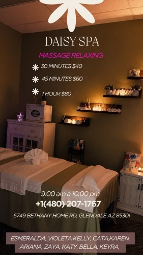 (623)600-8451 is 0and offers nuru massages, asian massage, bodyrubs in Phoenix and available for both on rubrankings Title
NATY,KEYRA
Body Type
Curvy
Ethnicity
Latino
Service Locations
Both
Description
Title
MAGUI,KEYRA,KAREN
Body Type
Petite
Ethnicity
Latino
Service Locations
Both
Description
Title
☀️Daisy spa☀️67 Bethany ☀️Karen,KATA,Nahomi☀️
Body Type
Petite
Ethnicity
Latino
Service Locations
Incall
Description
Title
??Daisy spa new staff?latinas?67 and bethany
Body Type
Athletic
Ethnicity
Latino
Service Locations
Both
Description
Title
???daisy spa?latinas?new staff ?67 and Bethany ?
Body Type
Curvy
Ethnicity
Latino
Service Locations
Both
Description
????daisy spa??New manager and new personnel ?come and relax with reasonable prices special every day we respect minute by minute of your time our staff is very professional with great talent in their hands come and check it out Ready to give you ߦ˰ߦ The best session of his life ߦ˰ߦ We, our clients, and treat them to the best of our standards

?????????????????????????

We offer table showers

Aromatherapy

Clean bedding

Organic and fragrance-free oils / lotions

Relaxing environment



Reflexology rates

30 minutes $ 40.00

45 minutes $ 60.00

1 hour $ 80

????Tips are appreciated ???



We accept walk-ins and appointments☺

Open from Monday to Sunday

(From 9 a.m. to 10 p.m.)





• Phone : 6236008451



• Location : 6749 w Bethany home rd #103 glendale az zip85303
CONTACT DETAILS
Phone number
(623) 600-8451
Country
United States
State/Region/Province
Arizona
City
Phoenix
Location
6749 w Bethany home rd#103 Glendale az 85303
CONTACT DETAILS
Phone number
(623) 600-8451
Country
United States
State/Region/Province
Arizona
City
Phoenix
Location
6749 w bethany home rd #103 Glendale az 85303
CONTACT