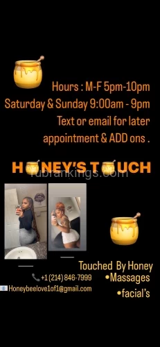 (214)846-7999 is Blackand offers nuru massages, asian massage, bodyrubs in Dallas and available for outcall on rubrankings Hey Handsome My names Honey I’m here to help you unwind from a long day or to get your day started . Passionate For Massaging & Helping Release LOADS of Stress ?My sessions are professional & relaxing, full head to toe body massages with a sensual touch.When reaching out please be respectful and introduce yourself firstly. For smooth booking. Provide me with your name , age , race , service you're looking to book and desired time . I will respond as fast as possible. I cannot wait to meet you ? sensual full body massagehalf hour $190 Full Hour $250.We Have 4 hand Specials Also if interested 