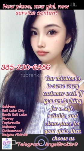(385)230-6886 is asianand offers nuru massages, asian massage, bodyrubs in Salt lake city and available for incall on rubrankings New place, new girl, new service content
Gentlemen, thank you for reading my advertisement.
We have just opened 3 new spa centers. The new staff members have different styles and an open-minded attitude.
Provide the services you desire. Affordable price, clearly marked prices, no extra tips
Vip kiss 69 B2b Fs Bbj Bb*s Cim Cob Cof Dfk Dt gfe 4 Nuru Pse Sf2 Wf Lick 
Our girls are scattered throughout various parts of UT. 
We will arrange the most convenient route for you so that you can have a pleasant time with these girls smoothly.
Business hours: 8 am - 12:30 am
Telephone：385-230-6886
Address
Salt Lake City
Murray 
Taylorsville 
Holladay
Cottonwood Heights 
Midvale 
Ogden
Orem
Telegram：@AngelBroker9（The only telegram number）