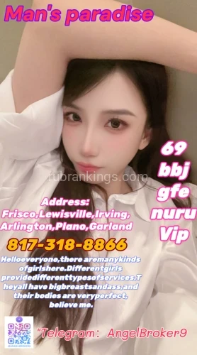 Dallas BodyRubs Offered By (817)318-8866 | Bodyrubs (817)318-8866 is asianand offers nuru massages, asian massage, bodyrubs in Dallas and available for incall on rubrankings Grand opening !Eight-deal discount!
SHE Spa Massage Welcome to my service
We attach great importance to customer experience, understand their needs, strictly require girls to receive training, and can provide
Offer special promotions.
I will book the best service for you.believe me!
New girls arrives 100% BBBJ Meet quality relaxation More choices!
No tips are charged! No additional charges!Spend less money and enjoy the best service.
Unique massage techniques bring you the most comfortable stress relief and physical disease treatment
Vip b2b nuru 69 gfe fs b*j b*fs Massage /100% Safe Fresh Clean Discreet Playful & Open Minded
Open:8am-12am
City :Dallas
Address:Frisco,Irving,Arlington,Plano,Garland
Appointment:817-318-8866
Telegram:@AngelBroker9(The only telegram number)
We are a chain organization dedicated to meeting the needs, ensuring safety and protecting the rights of every customer.
Please contact me to find the nearest business location to your location.
!!!Cautionary Notice: If you encounter situations involving deposits/advance payments or gift cards, it is definitely a scam.
Please do not fall victim to such schemes!!!
Remember my contact information!