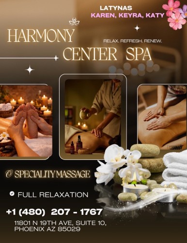 Phoenix BodyRubs Offered By (480)207-1767 | Bodyrubs (480)207-1767 is 0and offers nuru massages, asian massage, bodyrubs in Phoenix and available for both on rubrankings Title
New therapist🌸
Body Type
Petite
Service Locations
Both
Description
Title
🎀🎀🎀harmony center spa🎀latinas🎀19th Avenue, be
Body Type
Curvy
Ethnicity
Latino
Service Locations
Both
Description
🎀🎀🎀🎀harmony center spa🎀🎀🎀🎀🎀🎀new new new 🎀🎀🎀19th Avenue, between Peoria and Cactus🎀🎀???gran opening ??Latinas✅ Grand opening!! 🌸🌺🌸🌺A place to relax. We’re located it at_ 11801 n 19 av suite 10 phoenix az 85029 …We offer foot massage, Reiki reflexology and Hot towel services. We have the best prices in Phoenix. Don’t forget to ask about our opening specials!! We respect your time, minute by minute. Come meet our new talented therapists: KAREN,CATALYNA,KEyRA,vIOLETA,ARIANA,KATY,NATY. (Mexico, Cuba, Venezuela). 30 min $50 💎💎💎45 min $60 1HR $80.✅✅✅✅✅✅ 🎀🎀🎀🎀🎀🎀 open Monday to Sunday 9 am to 10 pm 85029✅✅✅✅✅✅✅☎️480 207 1767☎️.
CONTACT DETAILS
Phone number
5206333484
Country
United States
State/Region/Province
Arizona
City
Phoenix
Location
11801 n 19 th av suite 10 phx az 85029
CONTACT DETAILS
Phone number
(480) 207-1767
Country
United States
State/Region/Province
Arizona
City