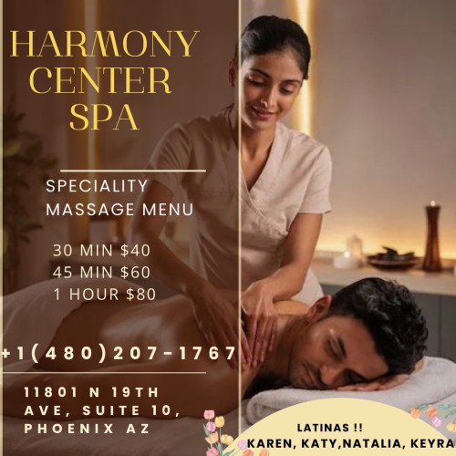 Phoenix BodyRubs Offered By (480)207-1767 | Bodyrubs (480)207-1767 is 0and offers nuru massages, asian massage, bodyrubs in Phoenix and available for both on rubrankings Title
VIOLETA🌼NATY🌼
Body Type
Curvy
Ethnicity
Latino
Service Locations
Both
Description
Title
KEYRA🌹KATA🌹KAREN
Body Type
Petite
Service Locations
Both
Description
Title
New therapist🌸
Body Type
Petite
Service Locations
Both
Description
Title
🎀🎀🎀harmony center spa🎀latinas🎀19th Avenue, be
Body Type
Curvy
Ethnicity
Latino
Service Locations
Both
Description
🎀🎀🎀🎀harmony center spa🎀🎀🎀🎀🎀🎀new new new 🎀🎀🎀19th Avenue, between Peoria and Cactus🎀🎀???gran opening ??Latinas✅ Grand opening!! 🌸🌺🌸🌺A place to relax. We’re located it at_ 11801 n 19 av suite 10 phoenix az 85029 …We offer foot massage, Reiki reflexology and Hot towel services. We have the best prices in Phoenix. Don’t forget to ask about our opening specials!! We respect your time, minute by minute. Come meet our new talented therapists: KAREN,CATALYNA,KEyRA,vIOLETA,ARIANA,KATY,NATY. (Mexico, Cuba, Venezuela). 30 min $50 💎💎💎45 min $60 1HR $80.✅✅✅✅✅✅ 🎀🎀🎀🎀🎀🎀 open Monday to Sunday 9 am to 10 pm 85029✅✅✅✅✅✅✅☎️480 207 1767☎️.
CONTACT DETAILS
Phone number
5206333484
Country
United States
State/Region/Province
Arizona
City
Phoenix
Location
11801 n 19 th av suite 10 phx az 85029
CONTACT DETAILS
Phone number
(480) 207-1767
Country
United States
State/Region/Province
Arizona
City
CONTACT DETAILS
Phone number
(480) 207-1767
Country
United States
State/Region/Province
Arizona
City
CONTACT DETAILS
Phone number
(480) 207-1767
Country
United States
State/Region/Province
Arizona
City
Phoenix