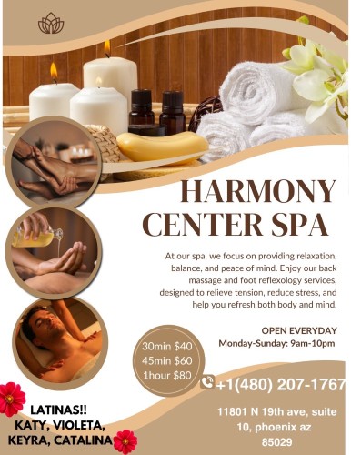 (480)207-1767 is 0and offers nuru massages, asian massage, bodyrubs in Phoenix and available for both on rubrankings Title
VIOLETA🌼NATY🌼
Body Type
Curvy
Ethnicity
Latino
Service Locations
Both
Description
Title
KEYRA🌹KATA🌹KAREN
Body Type
Petite
Service Locations
Both
Description
Title
New therapist🌸
Body Type
Petite
Service Locations
Both
Description
Title
🎀🎀🎀harmony center spa🎀latinas🎀19th Avenue, be
Body Type
Curvy
Ethnicity
Latino
Service Locations
Both
Description
🎀🎀🎀🎀harmony center spa🎀🎀🎀🎀🎀🎀new new new 🎀🎀🎀19th Avenue, between Peoria and Cactus🎀🎀???gran opening ??Latinas✅ Grand opening!! 🌸🌺🌸🌺A place to relax. We’re located it at_ 11801 n 19 av suite 10 phoenix az 85029 …We offer foot massage, Reiki reflexology and Hot towel services. We have the best prices in Phoenix. Don’t forget to ask about our opening specials!! We respect your time, minute by minute. Come meet our new talented therapists: KAREN,CATALYNA,KEyRA,vIOLETA,ARIANA,KATY,NATY. (Mexico, Cuba, Venezuela). 30 min $50 💎💎💎45 min $60 1HR $80.✅✅✅✅✅✅ 🎀🎀🎀🎀🎀🎀 open Monday to Sunday 9 am to 10 pm 85029✅✅✅✅✅✅✅☎️480 207 1767☎️.
CONTACT DETAILS
Phone number
5206333484
Country
United States
State/Region/Province
Arizona
City
Phoenix
Location
11801 n 19 th av suite 10 phx az 85029
CONTACT DETAILS
Phone number
(480) 207-1767
Country
United States
State/Region/Province
Arizona
City
CONTACT DETAILS
Phone number
(480) 207-1767
Country
United States
State/Region/Province
Arizona
City
CONTACT DETAILS
Phone number
(480) 207-1767
Country
United States
State/Region/Province
Arizona
City
Phoenix