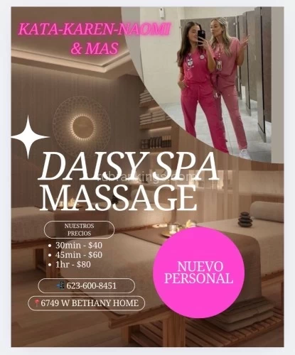 Phoenix BodyRubs Offered By (623)600-8451 | Bodyrubs (623)600-8451 is Latinoand offers nuru massages, asian massage, bodyrubs in Phoenix and available for both on rubrankings ????daisy spa???? New manager and ✨new personnel ✨come and relax with reasonable prices special every day we respect minute by minute of your time our staff is very professional with great talent in their hands come and check it out ready to give you ✨The best session of his life ✨ We appreciate our clients, and treat them to the best of our standards ✨✨✨✨✨✨✨✨✨✨✨✨ We offer •Table showers •Aromatherapy •Clean bedding •Organic and fragrance-free oils / lotions •Relaxing environment Reflexology rates •30 minutes $ 40.00 •45 minutes $ 60.00 •1 hour $ 80 ✨Tips are appreciated ✨ We accept walk-ins and appointments☺ Open from Monday to Sunday (From 9 a.m. to 10 p.m.) • Phone : 6236008451 • Location : 6749 w Bethany home rd #103 glendale az zip85303