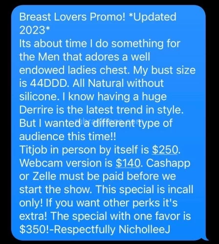 Raleigh BodyRubs Offered By (910)644-8537 | Bodyrubs (910)644-8537 is Blackand offers nuru massages, asian massage, bodyrubs in Raleigh and available for both on rubrankings <p>Sellerjns@gmail.com I accept: U.S Currency. No Service without a condom!✅Open 6am-10pm! ✅Outcall 450! No Appts Past 10pm! ✅ Digital Currency Only if younger then 38yrs old! ** Rates are nonnegotiable and my time is for companionship only!*** Full Figured Companion! ❤ Hello I’m NicholleeJ thanks for allowing me to meet your acquaintance. I try to be professional and punctual with each text or phone conversation. I’m very easy to get along with and easy to schedule your appointment. I understand alone time is considered the new luxury in this day and age. Please be courteous when you decide to contact me. Please state your name, number, and the reason for your call/text to save us both time and frustration❤. -Respectfully Yours NicholleeJ