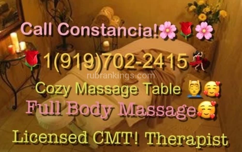 (919)702-2415 is 0and offers nuru massages, asian massage, bodyrubs in Raleigh and available for both on rubrankings Warm rub with holiday silk stockings! A married man best kept bunny secret!  Chrismas holiday weekend! ☆♡☆ Relaxing naughty massage! Professional classy woman with affectionate kind heart, l truly care about clients personal needs.  (( My regulars love the that l am private and discreet ))   No kiss or tell policy!   ☆  Ring call to book soothing  warm full body quality massage with Constancia ☆♡☆  Catering to generous professionals men over 35! Offering ln calls and out calls to up scale hotels only!  Call Constancia 1(919)702-2415  :))   Full body Soothing Massage!  Private discreet relaxation,  Top trained CMT upscale quality provider - Beautiful  lady with magical hands, Deep tissue, Swedish full body massage & VIP packages available! In calls and out calls available!     Verified  lovely Constancia!   Privacy is very important to me, Classy lady, ' No kiss or tell *  Respectful gentleman who have a lot to lose don't want there business exposed to the world!    Traveling business gentleman who appreciate a classy lady with class!    You don't have to worry about explicit information wifey or girlfriend can read on the internet, I have a    No Kiss or Tell policy   ☆♡☆ Christmas kisses on the right spot! ☆♡☆