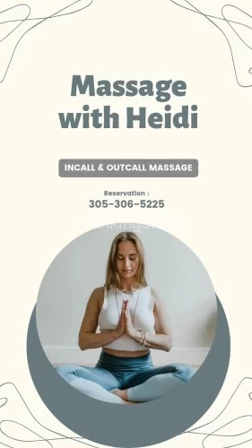 (305)306-5225 is Latinoand offers nuru massages, asian massage, bodyrubs in Miami and available for both on rubrankings Massage  and bodyrub with Heidi, experienced in all areas of massage. Available for outcall in Broward, Dade, and Boca Raton. I am serious and professional so please be the same. Make a reservation at 305-306-5225. Thank you and have a nice day : )