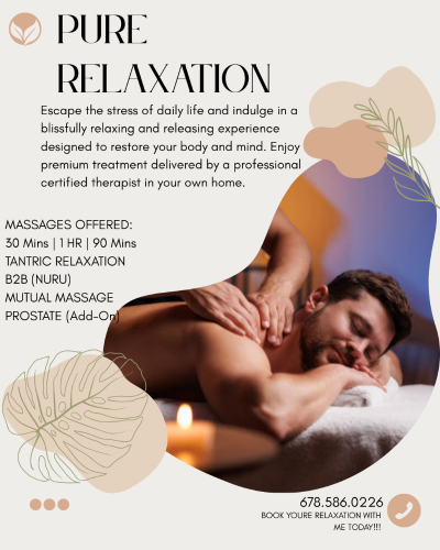 Atlanta BodyRubs Offered By (678)586-0226 | Bodyrubs (678)586-0226 is Latinoand offers nuru massages, asian massage, bodyrubs in Atlanta and available for outcall on rubrankings IN-HOME/OUTCALL -- A DOMICILIO
RELAXATION MASSAGE | BODY2BODY MASSAGE (NURU)
βͺοΈβͺοΈβͺοΈβͺοΈβͺοΈβͺοΈββββββββββββͺοΈβͺοΈβͺοΈβͺοΈβͺοΈβͺοΈβͺοΈβββββββββ
MASAJE DE RELAJAMIENTO | MASAJE CUERPO A CUERPO (NURU)
AVAILABLE FOR OUTCALL MASSAGE APPOINTMENTS IN METRO ATLANTA AND SURROUNDING AREAS. (UP TO 45 MIN TRAVEL TIME) 9AM - 5PM
TANTRIC RELAXATION MASSAGE
1 HR - $120 (+PLUS $30 TRAVEL FEE) = $150
30 MINS - $85 (+PLUS $30 TRAVEL FEE) = $115
MUTUAL RELAXATION MASSAGE
1 HR - $120 (+PLUS $30 TRAVEL FEE) = $150
30 MINS - $85 (+PLUS $30 TRAVEL FEE) = $115
BODY2BODY (NURU) MASSAGE
1 HR - $150 (+PLUS $30 TRAVEL FEE) = $180
30 MINS - $100 (+PLUS $30 TRAVEL FEE) = $130
PROVIDED:
Massage Table
Hot Towels
Coconut Oil
Calm Music
Relaxing Ambience
Amazing Massage and release
βοΈ BOOK TODAY!!
ACCEPTED:
Cash, Cashapp, Zelle