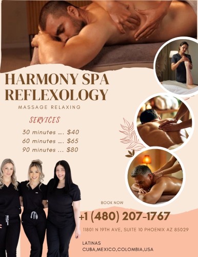 (480)207-1767 is 0and offers nuru massages, asian massage, bodyrubs in Phoenix and available for both on rubrankings Title
✨✨✨VIOLETA✨✨✨
Body Type
Curvy
Service Locations
Both
Description
Title
Harmony:Katy🎀Karen🎀Ari
Body Type
Petite
Ethnicity
Latino
Service Locations
Incall
Description
🌸 Harmony Center Spa 🌸
📍 Glendale, Arizona

✨ Reflexology • Foot Massage • Hand Massage • Full-Body✨

💖 Bilingual Staff (English & Spanish) – Yes, We Speak English! 😊
🇲🇽 Mexican • 🇬🇹 Guatemalan • 🇨🇺 Cuban • 🇪🇸 Spanish • 🇺🇸 American

🎉 Under New Management & With New Staff! 🎉

Visit us and enjoy a relaxing experience with our professional team! Come have the best session of your life 💞 you won’t regret it!

🎀 Our Top Therapists:
• Catalina • Karen • Katy • Keyra • Kelly • Violeta • Ari • Zaya •Bella

✔ Clean Towels
✔ Hot Stones
✔ Fragrance-Free Organic Oils
✔ No Appointment Necessary

💆‍♀️ Prices:
• 30 Minutes — $40
• 45 Minutes — $60
• 60 Minutes — $80
Tips more than appreciated 🥰

📍 Harmony Center Spa – Glendale, Arizona
📞 Call: (480) 207-1767

✨ Relax, recharge, and enjoy the care you deserve. ✨

Walk-Ins Welcome • No Appointment Needed 😊 Open Monday-Sunday (9am-10pm)
☎️ Everyone Is Welcome! 💖
Address: 11801 N 19th Ave.
Phoenix, AZ 85029
CASH ONLY!!!!!
CONTACT DETAILS
Phone number
(520) 633-3484
Country
United States
State/Region/Province
Arizona
City
Phoenix
Location
11801 N 19th Ave. Phoenix, AZ 85029
CONTACT DETAILS
Phone number
(480) 207-1767
Country
United States
State/Region/Province
Arizona
City
Phoenix