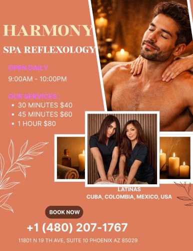 Phoenix BodyRubs Offered By (480)207-1767 | Bodyrubs (480)207-1767 is 0and offers nuru massages, asian massage, bodyrubs in Phoenix and available for both on rubrankings Title
✨✨✨VIOLETA✨✨✨
Body Type
Curvy
Service Locations
Both
Description
Title
Harmony:Katy🎀Karen🎀Ari
Body Type
Petite
Ethnicity
Latino
Service Locations
Incall
Description
🌸 Harmony Center Spa 🌸
📍 Glendale, Arizona
✨ Reflexology • Foot Massage • Hand Massage • Full-Body✨
💖 Bilingual Staff (English & Spanish) – Yes, We Speak English! 😊
🇲🇽 Mexican • 🇬🇹 Guatemalan • 🇨🇺 Cuban • 🇪🇸 Spanish • 🇺🇸 American
🎉 Under New Management & With New Staff! 🎉
Visit us and enjoy a relaxing experience with our professional team! Come have the best session of your life 💞 you won’t regret it!
🎀 Our Top Therapists:
• Catalina • Karen • Katy • Keyra • Kelly • Violeta • Ari • Zaya •Bella
✔ Clean Towels
✔ Hot Stones
✔ Fragrance-Free Organic Oils
✔ No Appointment Necessary
💆♀️ Prices:
• 30 Minutes — $40
• 45 Minutes — $60
• 60 Minutes — $80
Tips more than appreciated 🥰
📍 Harmony Center Spa – Glendale, Arizona
📞 Call: (480) 207-1767
✨ Relax, recharge, and enjoy the care you deserve. ✨
Walk-Ins Welcome • No Appointment Needed 😊 Open Monday-Sunday (9am-10pm)
☎️ Everyone Is Welcome! 💖
Address: 11801 N 19th Ave.
Phoenix, AZ 85029
CASH ONLY!!!!!
CONTACT DETAILS
Phone number
(520) 633-3484
Country
United States
State/Region/Province
Arizona
City
Phoenix
Location
11801 N 19th Ave. Phoenix, AZ 85029
CONTACT DETAILS
Phone number
(480) 207-1767
Country
United States
State/Region/Province
Arizona
City
Phoenix