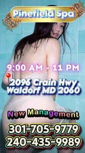 Washington BodyRubs Offered By (240)435-9989 | Bodyrubs (240)435-9989 is asianand offers nuru massages, asian massage, bodyrubs in Washington and available for both on rubrankings ? Discover Tranquility at Pinefield Spa ?
Escape the hustle and bustle of everyday life and indulge in a serene retreat at Pinefield Spa. Nestled amidst lush pine trees, our sanctuary offers a haven for relaxation and rejuvenation.
? Experience Pure Bliss
Unwind with our luxurious spa treatments tailored to soothe your body, mind, and spirit. From revitalizing massages to invigorating facials, our expert therapists ensure a personalized experience that leaves you feeling utterly refreshed.
? Immerse Yourself in Nature
Breathe in the crisp, fresh air as you explore our picturesque surroundings. Take a leisurely stroll through our tranquil gardens or relax in our outdoor hot springs, surrounded by the beauty of nature.
? Revitalize Your Senses
Indulge in our signature treatments designed to pamper your senses and melt away stress. From aromatic herbal baths to detoxifying body wraps, every experience at Pinefield Spa is crafted to leave you feeling renewed and invigorated.
? Escape to Serenity
Treat yourself to a day of tranquility at Pinefield Spa. Whether you're seeking a solo retreat or a relaxing getaway with loved ones, our sanctuary offers the perfect escape from the chaos of daily life.
Book your blissful experience today and embark on a journey to total relaxation at Pinefield Spa. Your oasis of serenity awaits. ?✨
CALL US TODAY!
☎️240-435-9989 | 301-705-9779☎️
