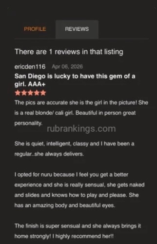 (619)784-5566 is Caucasianand offers nuru massages, asian massage, bodyrubs in San diego and available for  on rubrankings Hello Gentlemen!

I'm a sweet and beautiful blonde with soft skin and a beautiful touch. I’m a born and raised California girl. A beach girl at heart.. the kind you might find next to you in a yoga class. If that’s your thing…. ;)

500/hf, 600/hr VIP

Incall Cortez Hill/Little Italy with plenty of street parking as well as guest parking.

Please be hygiene conscious for our session. I will do the same! :)

I also have two girl sessions available with my sexy blonde and brunette girlfriends. ❤️

See more of me on my OF!: https://onlyfans.com/verucaquinn

~Avery
619.784.5566
(Texts only please. No calls.)