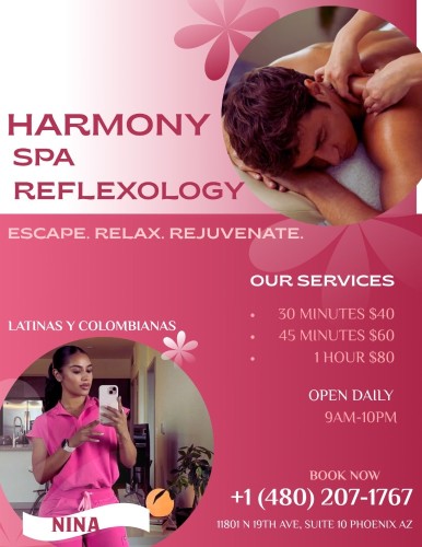 (480)207-1767 is Blackand offers nuru massages, asian massage, bodyrubs in Phoenix and available for both on rubrankings Type
Petite
Ethnicity
Latino
Service Locations
Both
Description
Type
Petite
Ethnicity
Black
Service Locations
Both
Description
Type
Petite
Ethnicity
Latino
Service Locations
Incall
Description
🌸 Harmony Center Spa 🌸
📍 Glendale, Arizona

✨ Reflexology • Foot Massage • Hand Massage ✨

💖 Bilingual Staff (English & Spanish) – Yes, We Speak English! 😊
🇲🇽 Mexican • 🇬🇹 Guatemalan • 🇨🇺 Cuban • 🇪🇸 Spanish • 🇺🇸 American

🎉 Under New Management & With New Staff! 🎉

Visit us and enjoy a relaxing experience with our professional team! Come have the best session of your life 💞 you won’t regret it!

🎀 Our Top Therapists: Accurate Fotos ✔️
• Catalina
• Karen
• Katy
• Zaya
• Keyra
• Ari
• Bella
• Violeta

✔ Clean Towels
✔ Hot Stones
✔ Fragrance-Free Organic Oils
✔ No Appointment Necessary

💆‍♀️ Prices:
• 30 Minutes — $40
• 45 Minutes — $60
• 60 Minutes — $80
Tips more than appreciated 🥰

📍 Harmony Center Spa – Glendale, Arizona
📞 Call: (480) 207-1767

✨ Relax, recharge, and enjoy the care you deserve. ✨

Walk-Ins Welcome • No Appointment Needed 😊 Open Monday-Sunday (9am-10pm)
☎️ Everyone Is Welcome! 💖
Address: 11801 N 19th Ave.
Phoenix, AZ 85029
CASH ONLY ATM ON SITE✔️✔️✔️✔️✔️
CONTACT DETAILS
Phone number
(520) 633-3484
Country
United States
State/Region/Province
Arizona
City
Phoenix
CONTACT DETAILS
Phone number
(480) 207-1767
Country
United States
State/Region/Province
Arizona
City
CONTACT DETAILS
Phone number
(480) 207-1767
Country
United States
State/Region