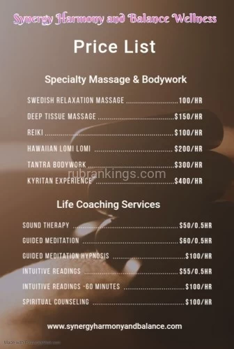 Little rock BodyRubs Offered By (470)427-4067 | Bodyrubs (470)427-4067 is Blackand offers nuru massages, asian massage, bodyrubs in Little rock and available for both on rubrankings PLEASE READ THE ENTIRE AD BEFORE REACHING OUT TO ME!!!(Do Not Ask Me For Any Services I Do Not Offer on my menu! I am not an escort or lady of the night.)
I’m Angel, a Certified Holistic Practitioner, Spiritual Healer, and owner of Synergy Harmony and Balance Wellness. I’m here to guide you on a journey of rejuvenation and self-discovery.
***REQUIRED FOR BOOKING***
**EVERYONE MUST FILL OUT INTAKE FORM**
Featuring:
**Kyritan Tantric Massage:** Originally developed by myself, includes acrobatic yoga performed on the table with client. Immerse yourself in deep relaxation as you discover the profound benefits of this truly “one-of-a-kind” unique massage technique. Starting at $400/hr+
In-person Healing:
*Aromatherapy
*Sound therapy
*Chakra balancing
*Guided Meditations
*Reiki Energy Healing Massage:$100+
*Therapeutic Touch Therapy: $150+
*Tantric Bodywork Massage:$300+
Virtual Services Available:
*Spiritual counseling
*Guided meditation
*Dream interpretation
*Distance Energy Healing
*Relationship Coaching
*Tantric training
*Tarot and Oracle Readings
? **Intuitive Readings & Life Coaching:** Seek guidance and clarity on your life's journey. Gain insights and inspiration to help you navigate the path ahead. Love, career, etc
? **Stress Management & Guided Meditations**
Learn the many different modalities of stress management, guided meditation and breath work therapy to improve your mental state and overall health.
Relationship Coaching:
Are you in a toxic relationship, or going through a breakup or divorce? Click the link below to book a session. Let’s talk. ??
https://www.liftalk.com/coach/638439?ms=coach-share&tag=638439.900310001004
Book Now:
Step one: fill out the form ??
You can find my form Client Intake Form Massage at: https://form.jotform.com/240115050100026
Step two: book your appointment:
https://www.fresha.com/book-now/synergy-harmony-and-balance-w9hc750p/services?lid=782461&eid=2032912&pId=735222