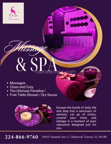 (224)866-9760 is 0and offers nuru massages, asian massage, bodyrubs in Chicago and available for incall on rubrankings 〓ONE SPA〓
———Great Time Guaranteed….. ———
Here to take care of all your needs! 

WELL TRAINED SKILL TO MAKE YOU MORE HAPPY  
UNFORGETTABLE TIME with a  New Young Korean Staff  
 
♣️OPEN 9 : 00 Am - 9 : 00 Pm ♣️
	
♥️Deep Tissue / shiatsu / Swedish / Hot Oil Massage..♥️
▃ Free Table Shower / Dry Sauna ▃


▃Stressed out  Time to get away from routine ▃

Clean and Cozy: Everyone/everything is new  
—?—100% Safe✔️100% Fresh Clean—?—
 
 224-866-9760

1S055 Summit Ave C, Oakbrook Terrace, IL 60180


