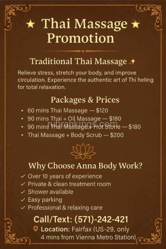 Washington BodyRubs Offered By (571)773-8154 | Bodyrubs (571)773-8154 is asianand offers nuru massages, asian massage, bodyrubs in Washington and available for incall on rubrankings Welcome to Anna Bodywork
Here are my available packages this month ??
1. Swedish Massage – 60 mins $120
✨ Includes a complimentary 30-min Foot Massage
(Perfect for relaxation)
2. Luxury Spa Package – $200
? Deep Tissue Massage +Hot stone +Full Body Scrub
✨ Scrucb and essential oils
(Leaves your skin smooth, refreshed & clean)
3. Gentlemen’s Care – $180
? Deep Tissue Massage + Private Area Shaving & Trimming
(For hygiene, confidence & total care)
4. Thai Stretching Combinations with hot stone and oil, and Shower Scrub for 90 mins -- $200
o○☆Accept Cash ☆○o
o○☆Tips Appreciated it ☆○o
❥Private Spa Location
❥Shower available
❥Very clean
❥Easy to Park
❥Many years of experience
❥You'll leave with happy
❥No full service
**Location: Gallow rd and 29 Lee hwy**
"Merrifield, Vienna, Gallow rd"
>12 mins walking from Dunn Loring-Merrifield Metro station
⋇⋆✦⋆⋇Please text 571-773-8154 For Appointment⋇⋆✦⋆⋇
Serious customer only !!
Looking forward to seeing you ?