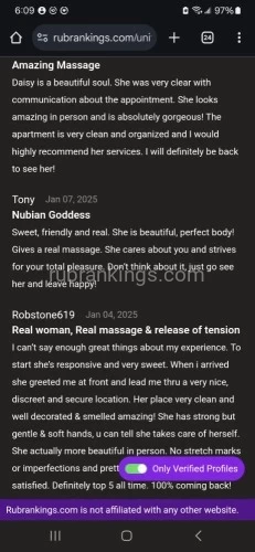 (619)675-6195 is Blackand offers nuru massages, asian massage, bodyrubs in San diego and available for incall on rubrankings Hello gentleman, my name is Daisy love. I want to thank you for stopping by my profile ?. My goal is to provide a safe space for you to enjoy while i relieve all your stress and for you to express all your desires without judgement.

I'm originally from Africa so I don't have the same attitude or demeanor as most women from here. I'm easy going, VERY feminine with a bubbly personality
and I truly enjoy bringing you the ultimate relief!

Come visit me in my new location in SDSU area
Private location with plenty Street parking 


ONLY 2 exclusive time slots available daily to give you my full attention.?


My FULL-BODY SENSUAL MASSAGE offers a luxurious, intimate, & deeply relaxing experience, set in a spa-like ambiance with soft candlelight & soothing atmosphere.

I have been on here for about 2 years
⚠️I'm verified ⚠️
So yes, I'm a real person 
and I have reviews. TER ID: 402950


Unfortunately I have dealt with a lot of different people who have caused me to create this disclaimer:

⚠️⚠️⚠️ PLEASE READ ⚠️⚠️⚠️
I do not see anyone who:
*has open sores / heavy acne
*Bad hygiene ( can shower at arrival )
*Obese 

👉1st time visitors👈
$75 Deposit required if NOT booking same day between 2pm and 6pm 
(Too many people play games 😔) 

I IMMEDIATELY ❌BLOCK❌ ANYONE WHO:
*asks for more pictures over text 
*Sends me nasty pictures 
*Asks about VIP over text
(Book an appointment we can talk)


You ABSOLUTELY must be a gentleman and respect my requirements:👇

⭐Send me your name, age, race & occupation 

TEXT ONLY
☎️ (619)675-6195


✨ SPECIALS✨ good till end of year 🎉🎊

(First time visit w/ review 
get $50 off NEXT visit of 60min or more)

Topless 
40min 175
60min 225
90min 275

Nude
40min 200
60min 250
90min 300

⭐15MIN EXTENSIONS AVAILABLE  +50⭐

!!Fetish friendly!!
Come in for regular visit and we can talk about options after 😉

         
Tips welcome, but not expected🤗

Cash & Venmo only