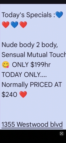 (323)635-4704 is Mixedand offers nuru massages, asian massage, bodyrubs in Los angeles and available for incall on rubrankings Indulge in an exclusive, unforgettable experience where your pleasure is my top priority. 

Every session is crafted to cater to your deepest desires with no rush, only complete satisfaction. I am here to provide you with a truly sensual, hot, and erotic experience that will leave you fully relaxed and utterly fulfilled.

? My Signature Offerings:

? Erotic Body-to-Body body rub  - A smooth, intimate experience that blends relaxation and sensuality.

? Erotic Body Slide - Surrender to the sensation of my warm, fluid touch as I glide over you in pure bliss.

?Erotic Mutual body rub- Enjoy a shared,
deeply intimate experience that fosters connection and pleasure.

?Sensual Soft Fingertip Touch - A delicate and teasing touch that heightens your senses and relaxes your mind.

I combine skill with a sensual, indulgent touch-giving you the best of both worlds.
Whether you're craving a deep tissue release, a Swedish body rub , or something more erotic, I'll tailor the session to meet your every need. ?

Why Choose Me?
?  Private, clean, and discreet studio in Westwood
? Hot towels and a calm, pampering
atmosphere
?Ample street parking available for easy
access
? All photos are 100% real and recent-no
surprises

Your deepest desires are my command. Every moment is about you. Don't forget to ask about my daily specials-I always have something exciting waiting for you.